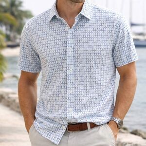 Buoy Boat anchor Men’s white Short-Sleeve Shirt button up